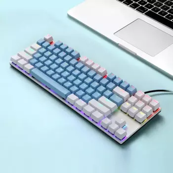Классическая эргономичная Проводная игровая клавиатура 104 клавиш с RGB-подсветкой, 87 клавиш, игровая механическая клавиатура 60%