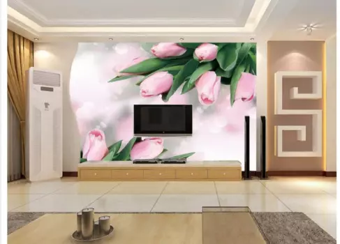 Классические обои для стен, ванная комната, 3d обои, розовые тюльпаны, 3d Цветы, фотообои