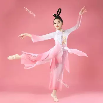 Классические танцевальные костюмы Hanfu, традиционное элегантное китайское танцевальное платье с веером, детская танцевальная одежда Yangko, танцевальная одежда с народным зонтиком