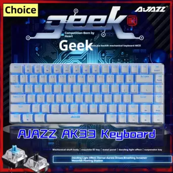 Клавиатура AJAZZ AK33 Механическая проводная, игровая с подсветкой, 82 клавиши, синий/красный/черный