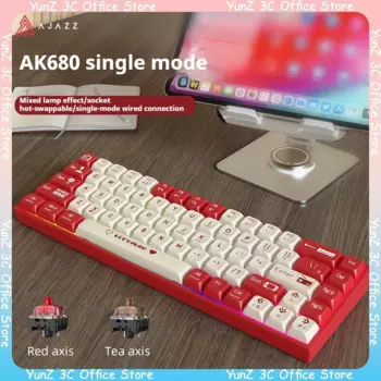 Клавиатура Ajazz Ak680 игровая проводная и беспроводная, горячая раскладка, 68 клавиш, Rgb подсветка, офисная
