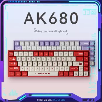 Клавиатура AJAZZ AK680 Механическая игровая, однорежимная эргономичная с колпачками клавиш из АБС-пластика, 68 клавиш, для общежития и офиса
