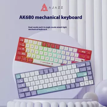 Клавиатура Ajazz Ak680 Механическая Проводная с 68 клавишами, раскладная клавиатура с маленькими клавишами, Двухрежимная, с красными осями