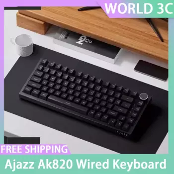 Клавиатура Ajazz Ak820, черная, индивидуальная, механическая, с мягкой прокладкой, дополнительная проводная, 75% портативная клавиатура с возможностью горячей замены, ПК, геймер
