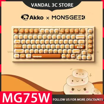 Клавиатура Akko Mg75w в стиле пучка и рай, механическая клавиатура с дулой режимом на заказ, клавиатура для игр и офиса Hotswap Mog Pbt, Подарочная клавиатура для ПК