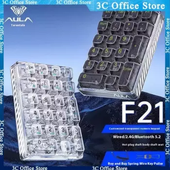 Клавиатура аукциона F21 цифровая прозрачная, 3 режима, 21 клавиша, Bluetooth, беспроводная, Rgb подсветка, цифровая механическая клавиатура