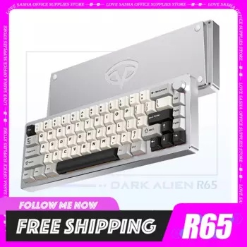 Клавиатура DARK ALIEN R65 из алюминиевого сплава, беспроводная механическая клавиатура с ЧПУ, трехрежимная подсветка Hotswapp Rgb для офисного стола