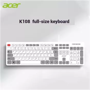 Клавиатура для Acer K108, полноразмерная Механическая Проводная тонкая Бесшумная клавиатура из АБС-пластика с 108 клавишами для офисного ноутбука