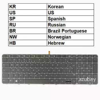 Клавиатура для HP Elitebook 755 G3 G4/ 850 G3 G4/ Zbook 15u G3 G4, 821157-201 -071, США, испанский, русский, бразильский, португальский, иврит