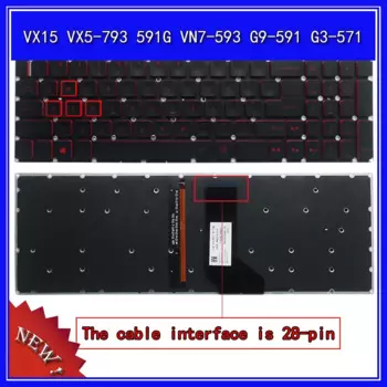 Клавиатура для ноутбука ACER VX15 VX5-793 591G VN7-593 G3-571, клавиатура для замены ноутбука с подсветкой