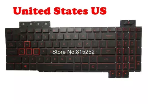 Клавиатура для ноутбука ASUS FX86 FX86S FX86SD FX86SY FX86SE FX86SM FX86F FX86FM FX86FD FX86FE FX86FY, США с красной подсветкой