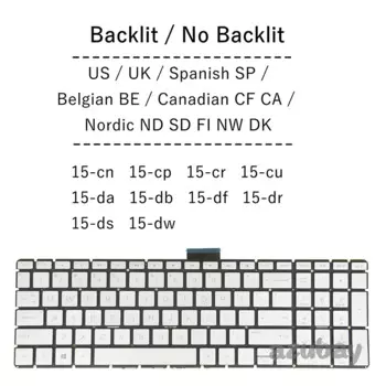Клавиатура для ноутбука HP 15g-dr 15g-dx 15m-cn 15m-cp 15m-dr 15m-ds 15q-ds 15s-du US SP UK BE CF NE QWERTY AZERTY
