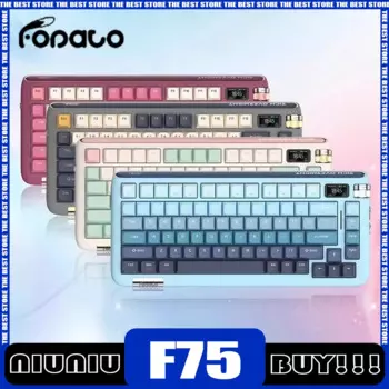 Клавиатура Fopato F75 механическая, многофункциональная беспроводная игровая клавиатура с тремя режимами работы, с возможностью замены клавиш в офисе, для ПК, подарок для любителей игр