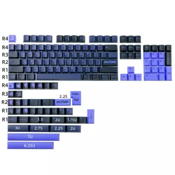Клавиатура GMK Nightshade с 142 клавишами, 5 боковых клавиш с сублимационной печатью PBT, наборы клавиш Cherry Profile, ISO Enter для механической игровой клавиатуры