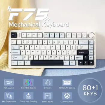 Клавиатура игровая Беспроводная механическая, 75% ГГц/проводная, 2,4 ГГц