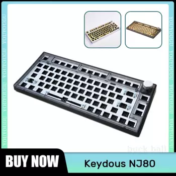 Клавиатура Keydous NJ80 Беспроводная Механическая с 3 режимами, алюминиевая, стальная, латунная клавиатура, набор с горячей заменой, 75% RGB, сделай сам, клавиатуры на заказ