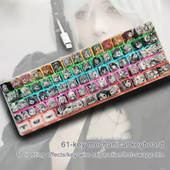 Клавиатура компьютерная Механическая с RGB-подсветкой, 61 клавиша, русская и Корейская Раскладка