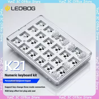 Клавиатура Leobog K21 Беспроводная прозрачная, 21 клавиша, цифровая клавиатура, механическая прозрачная клавиатура под заказ, горячая распродажа