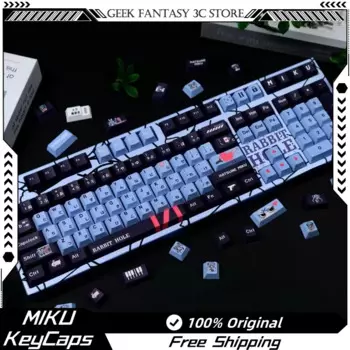 Клавиатура Miku с кроликом, 120 клавиш, вишневый профиль, горячая Сублимация, механическая клавиатура, мультяшная анимация, периферийная игра, клавиатура