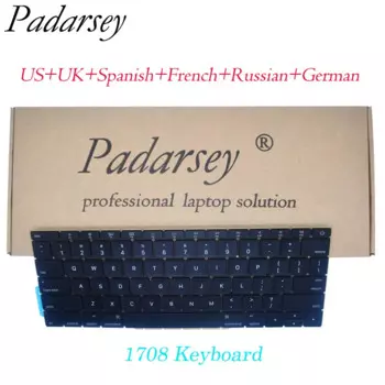 Клавиатура Padarsey сменная совместимая с MacBook Pro, раскладка клавиатуры для США, Великобритании, Испании, французского языка, России, 13 дюймов, A1708, конец 2016, Mid 2017