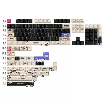 Клавиатура PBT с дизайном Мемфиса, чернильный профиль, краситель Sub 142 клавиш, Мемфис Стиль ISO, клавиша Enter для механической клавиатуры Cherry Switch MX