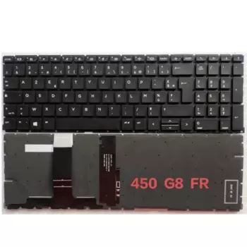 Клавиатура с французской подсветкой AZERTY для HP ProBook 450 G8 / 455 G8 / 455R G8 / 650 G8 / 655 G8 / ZHAN66 Pro 15 G4 / HSN-Q31C FR