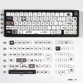 Клавиатура с милым котиком MOA Profile PBT keycaps, 131 клавиш, сублимация для ATK VGN Hi75 Hi8 Lucky65 V2, беспроводная клавиатура Keycaps