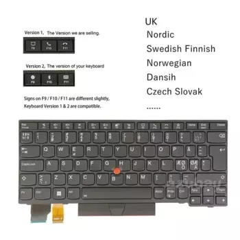 Клавиатура с подсветкой для Lenovo ThinkPad X280 A285 X395 X390, L13 /Yoga, S2 5-го поколения, Великобритания, шведский, финский, датский, норвежский, чешский, словацкий