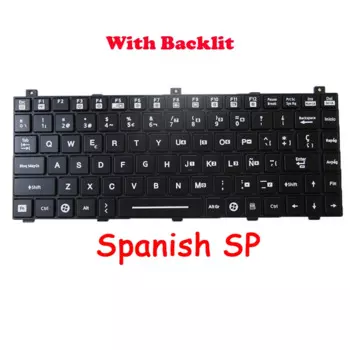 Клавиатура с подсветкой для ноутбука GETAC NK5100-00004T-00/B 531083170016 NK5101-00004T-00/C 531083170015, испанская SP черная рамка, Новинка