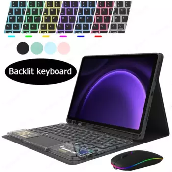 Клавиатура с прозрачной подсветкой и сенсорной панелью для Samsung Galaxy Tab S9 FE Case 10,9 ''SM-X510 X516B S9 FE Keyboard Case Teclado