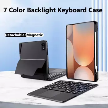 Клавиатура со светодиодной подсветкой для Samsung Galaxy Tab S10+ 12,4 дюйма 2024 S10 Plus A9 Plus 11 S7 FE 12,4 S8 S7 11 A8 10,5 S6 Lite Case