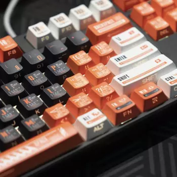 Клавиши Horizon с гравировкой сбоку, вишневый профиль, PBT, термосублимационные колпачки для клавиш, игровая механическая клавиатура, оранжевая клавиатура