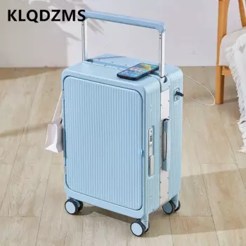 KLQDZMS 20-дюймовый чемодан для кабины, передний открывающийся ноутбук, эргономичный 25 дюймов, алюминиевая рамка, троллейка, USB-зарядка, чемодан на колесах