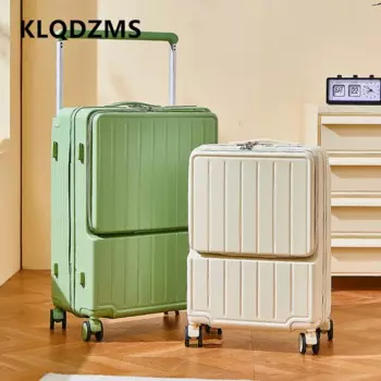 KLQDZMS Ручная кладь из АБС-пластика + ПК, посадочный чемодан, 20 дюймов, 24 дюйма, 26 дюймов, переднее отверстие для ноутбука, алюминиевая рама, чемодан на колесиках, чемодан для салона