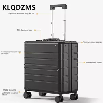 KLQDZMS ручная кладь, мужская деловая посадочная коробка, полностью алюминиевый магниевый сплав, чемодан на колесиках