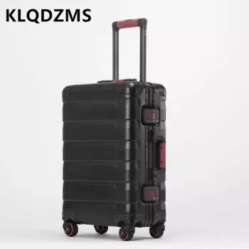 KLQDZMS Высококачественный чемодан из алюминиевого магниевого сплава, универсальный 20-дюймовый посадочный чемодан, деловой 24-дюймовый чемодан на колесиках