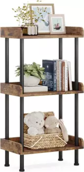 Книжная полка, маленькая книжная полка, 3-уровневый деревянный книжный шкаф, промышленная книжная полка, металлические стоячие книжные полки, стеллаж для книг, Новинка США