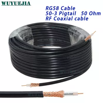 Коаксиальный кабель RG58 50-3, медный радиочастотный коаксиальный кабель 50 Ом, коаксиальный приемопередатчик, кабели 1 м, 2 м, 3 м, 5 м, 10 м, 20 м, 30 м, 50 м, 100 м, 200 м
