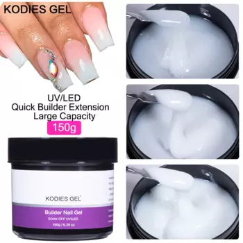 KODIES GEL Builder Гель для ногтей 150 г Молочно-белый УФ-гель для наращивания Клей Маникюр Самовыравнивающийся поли-лак для ногтей Краска