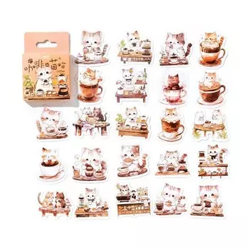 Кофейные наклейки с кошками Gimue