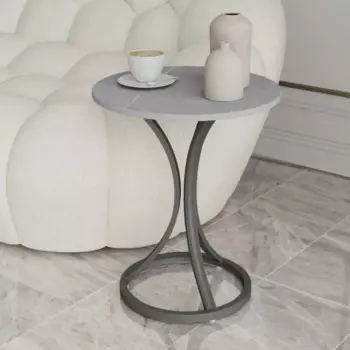 Кофейный столик из итальянского шифера, маленький круглый столик для маленькой квартиры, диванные боковые столы, прикроватные столики для спальни, железные арт-Мезы из рок-шифера