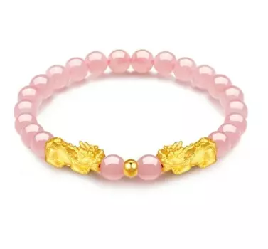 Кольца Glod 24k чистая подвеска браслет 999 настоящий pixiu рука нить розовые бусины + Бусины diy браслет