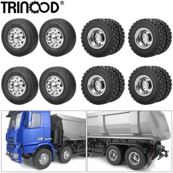 Колеса для грузовиков TRINOOD 8 шт. Tamiya, шины 8x8, передняя и задняя полная Автомобильная деталь для 1/14 радиоуправляемого трактора, прицепа, грузовых запчастей