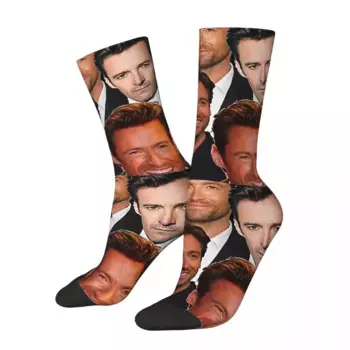 Коллажные носки Hugh Jackman, всесезонные длинные носки в стиле Харадзюку, аксессуары для подарка на день рождения, в стиле унисекс