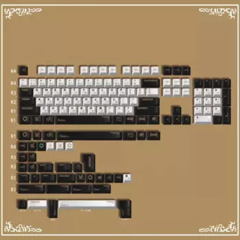 Колпачки для клавиш игровые черные/белые, насадки для клавиш с сублимационной печатью, для MX Switch, механическая клавиатура Alice, 1 комплект