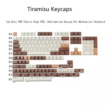 Колпачки для клавиш PBT Cherry Profile, сублимация краской, 165 клавиш, колпачки для клавиш GMK Tiramisu для игровой механической клавиатуры GK61 64 68 84 87 96 108