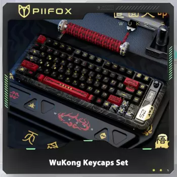 Колпачки для клавиш PIIFOX WuKong PBT, механическая клавиатура с сублимационной печатью, набор ключей с 144 клавишами, оригинальные игровые аксессуары на заказ, подарок