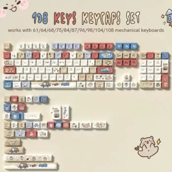 Колпачки для клавиш WOMIER с милым медведем PBT, колпачки для клавиш красящие под Мао профили, Набор колпачков для клавиш под заказ для Геймерской механической клавиатуры Gateron MX