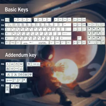Колпачки для механической клавиатуры Cherry MX с Лунной символикой и 126 клавишами, милые белые игровые колпачки с двойной подсветкой из аниме