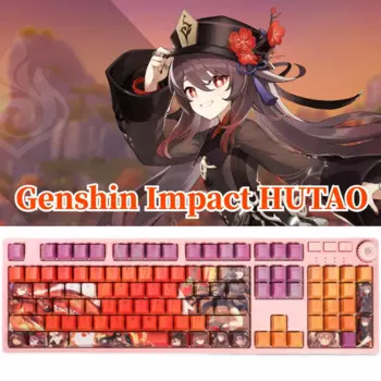 Колпачок для клавиатуры Genshin Impact HUTAO светильник, колпачок для клавиатуры с персонажами игры s PBT, механический колпачок для клавиатуры с вишневым профилем